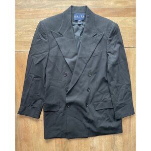 Vintage Ralph Lauren Double Breasted Blazer Womens Size 12 Wool/Rayon Black USA